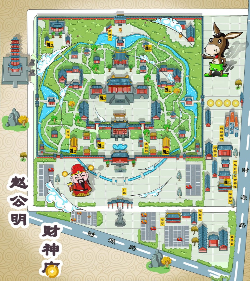 延吉寺庙类手绘地图